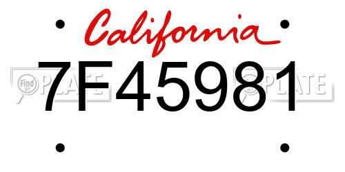 7F45981 California License Plate