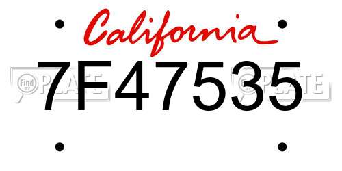 7F47535 California License Plate