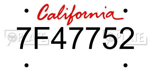 7F47752 California License Plate