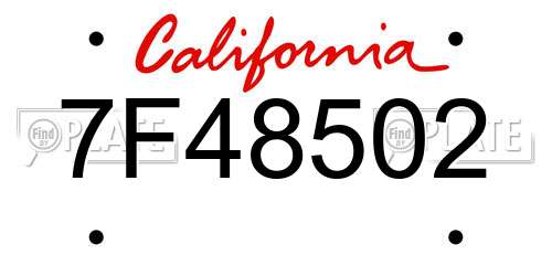 7F48502 California License Plate
