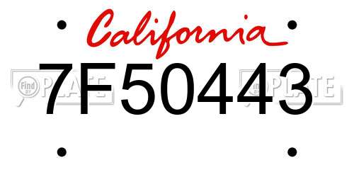 7F50443 California License Plate