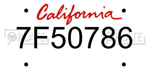 7F50786 California License Plate