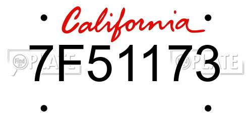 7F51173 California License Plate