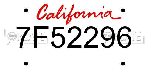 7F52296 California License Plate