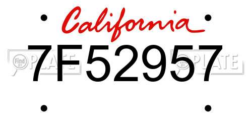 7F52957 California License Plate