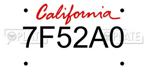 7F52A0 California License Plate