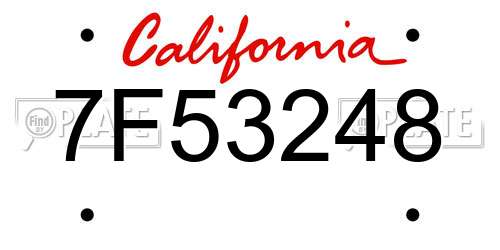 7F53248 California License Plate