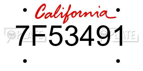 7F53491 California License Plate