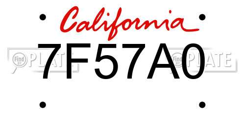 7F57A0 California License Plate