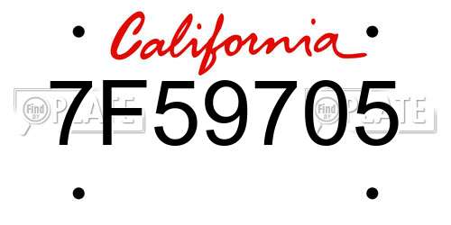 7F59705 California License Plate