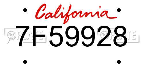 7F59928 California License Plate