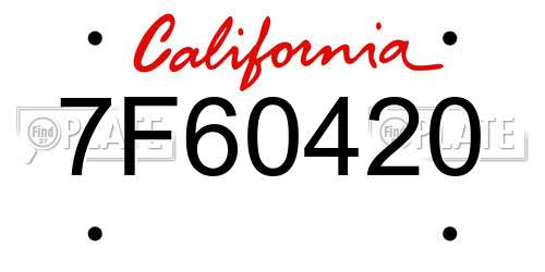 7F60420 California License Plate