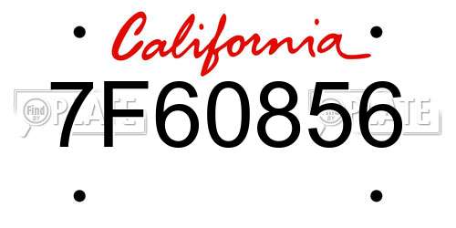 7F60856 California License Plate