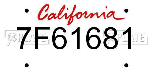 7F61681 California License Plate