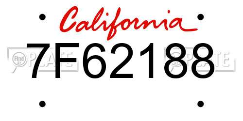 7F62188 California License Plate