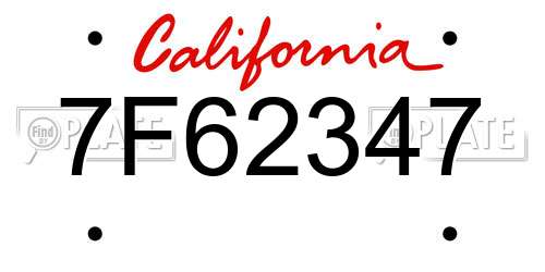 7F62347 California License Plate
