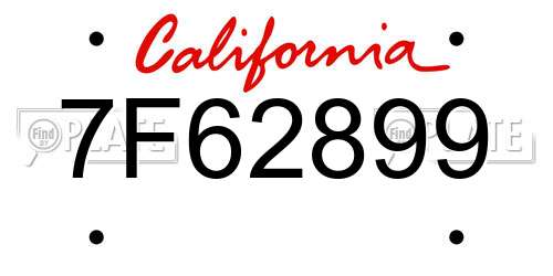 7F62899 California License Plate