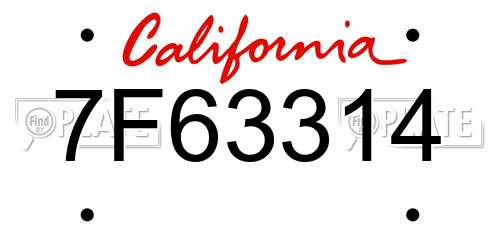 7F63314 California License Plate