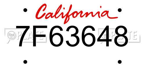 7F63648 California License Plate