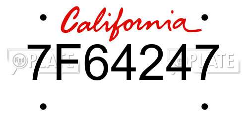7F64247 California License Plate