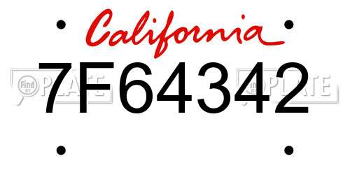 7F64342 California License Plate