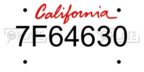7F64630 California License Plate