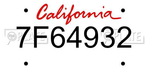 7F64932 California License Plate