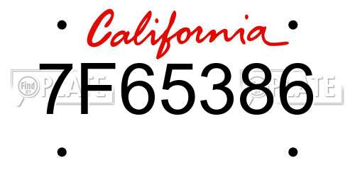 7F65386 California License Plate