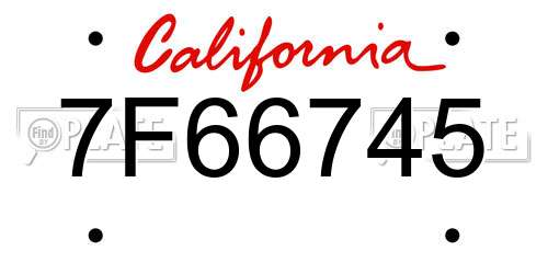 7F66745 California License Plate