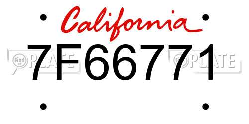 7F66771 California License Plate