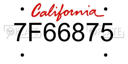 7F66875 California License Plate