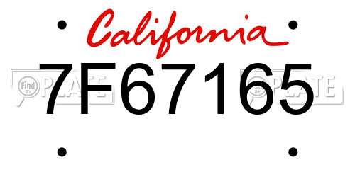 7F67165 California License Plate