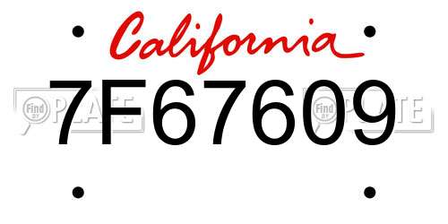 7F67609 California License Plate