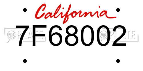 7F68002 California License Plate