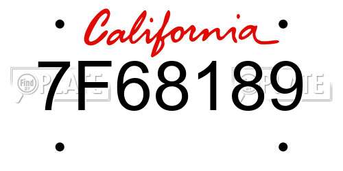 7F68189 California License Plate