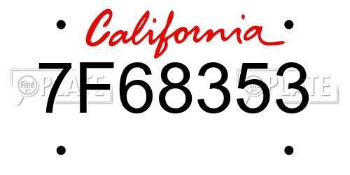 7F68353 California License Plate