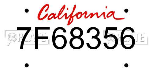 7F68356 California License Plate
