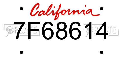 7F68614 California License Plate