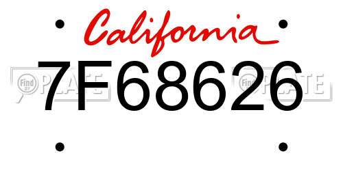 7F68626 California License Plate