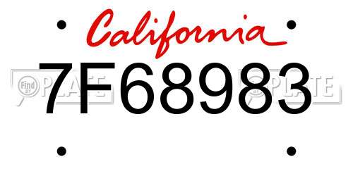 7F68983 California License Plate