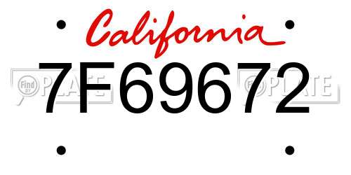 7F69672 California License Plate
