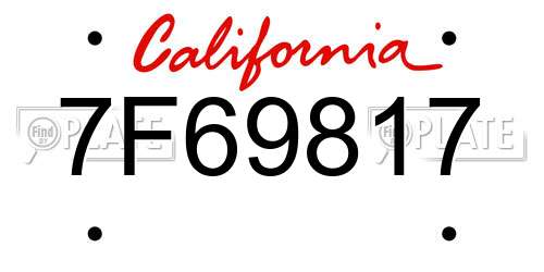 7F69817 California License Plate