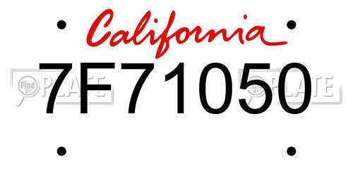 7F71050 California License Plate