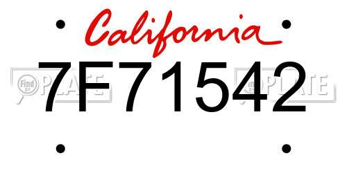 7F71542 California License Plate
