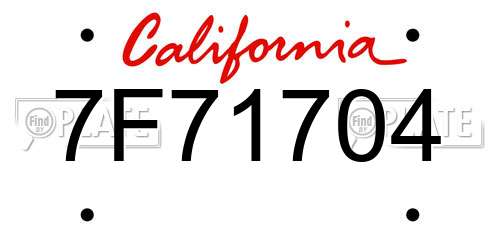 7F71704 California License Plate