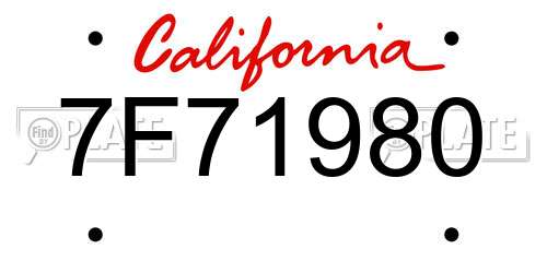 7F71980 California License Plate