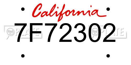7F72302 California License Plate