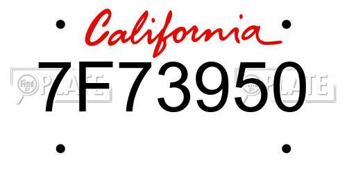 7F73950 California License Plate