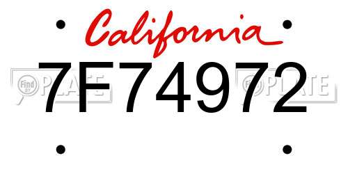 7F74972 California License Plate