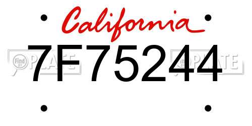 7F75244 California License Plate